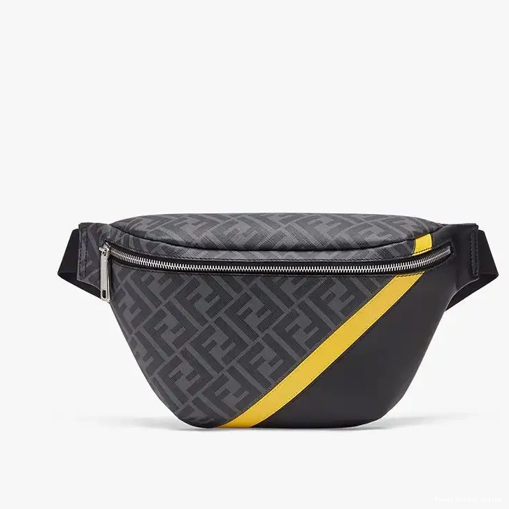 Cheap FF Fendi Fabric In Bag Belt Motif Yellow Black 0520